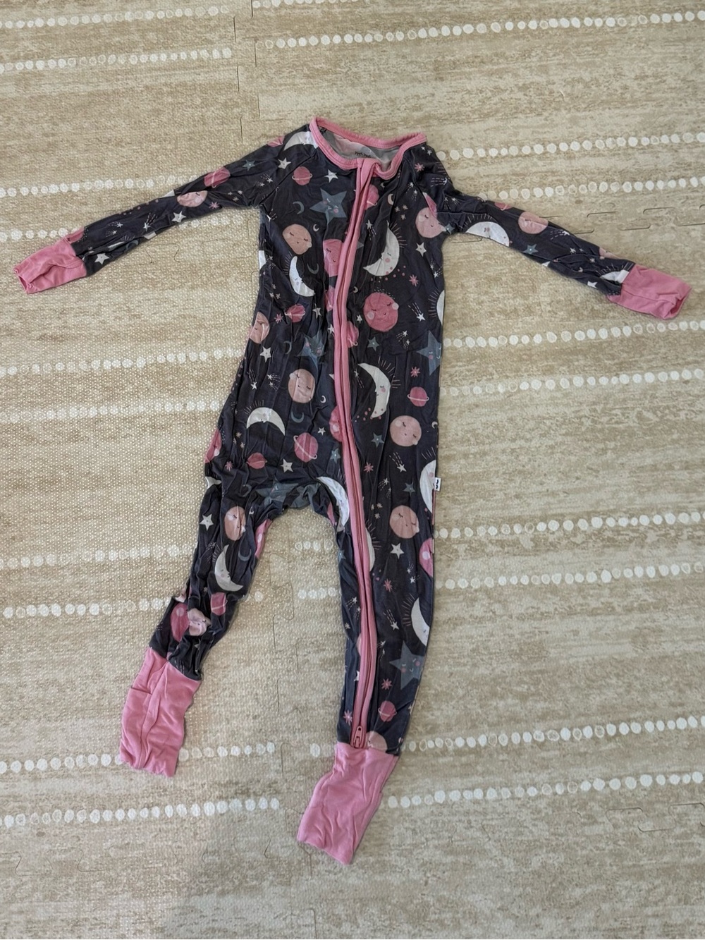 Little Sleepies To The Moon Pink Long Sleeve Long Pant Zippy 18-24 months